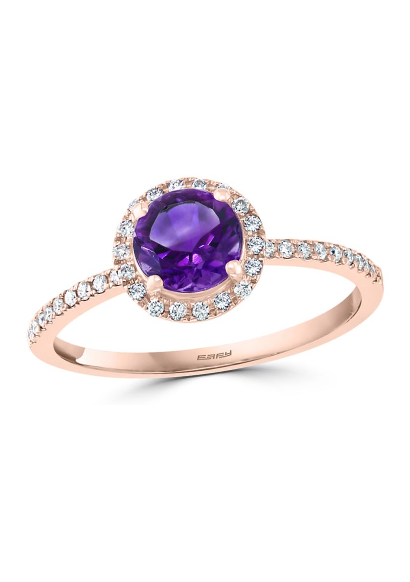 1/6 ct. t.w. Diamond and 3/4 ct. t.w. Amethyst Ring in 14K Rose Gold 