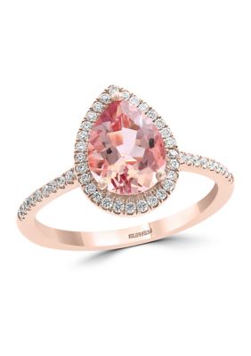 Effy 1/4 ct. t.w. Diamond and 1.55 ct. t.w. Pink Morganite Ring in 14K Rose Gold, 7