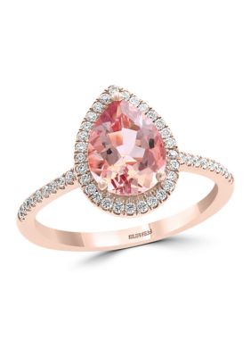Effy 1/4 Ct. T.w. Diamond And 1.55 Ct. T.w. Pink Morganite Ring In 14K Rose Gold