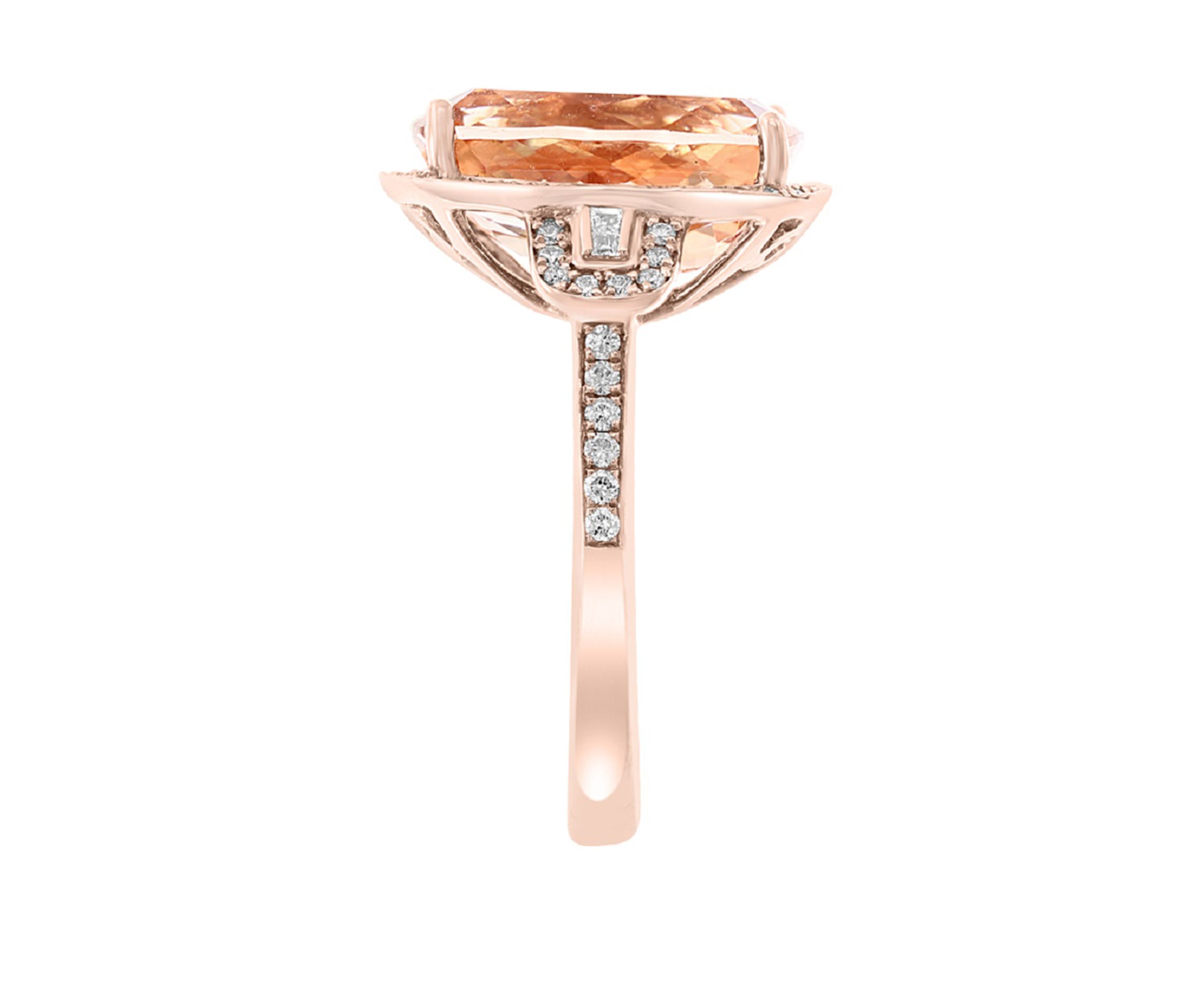 6.35 ct. t.w. Morganite and 3/8 ct. t.w. Diamond in 14K Rose Gold