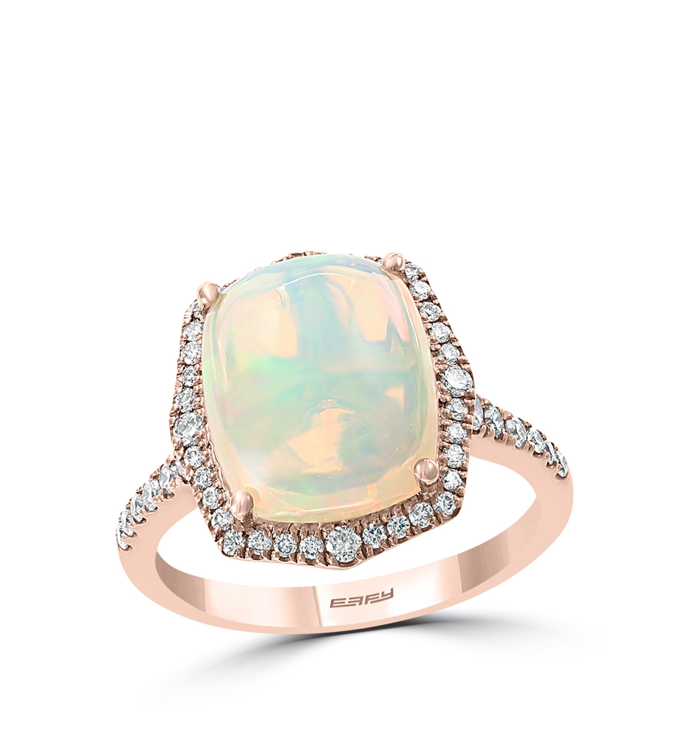 3/8 ct. t.w. Diamond and 3.35 ct. t.w. Ethiopian Opal Ring in 14K Rose Gold