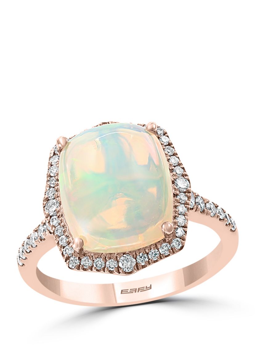 3/8 ct. t.w. Diamond and 3.35 ct. t.w. Ethiopian Opal Ring in 14K Rose Gold