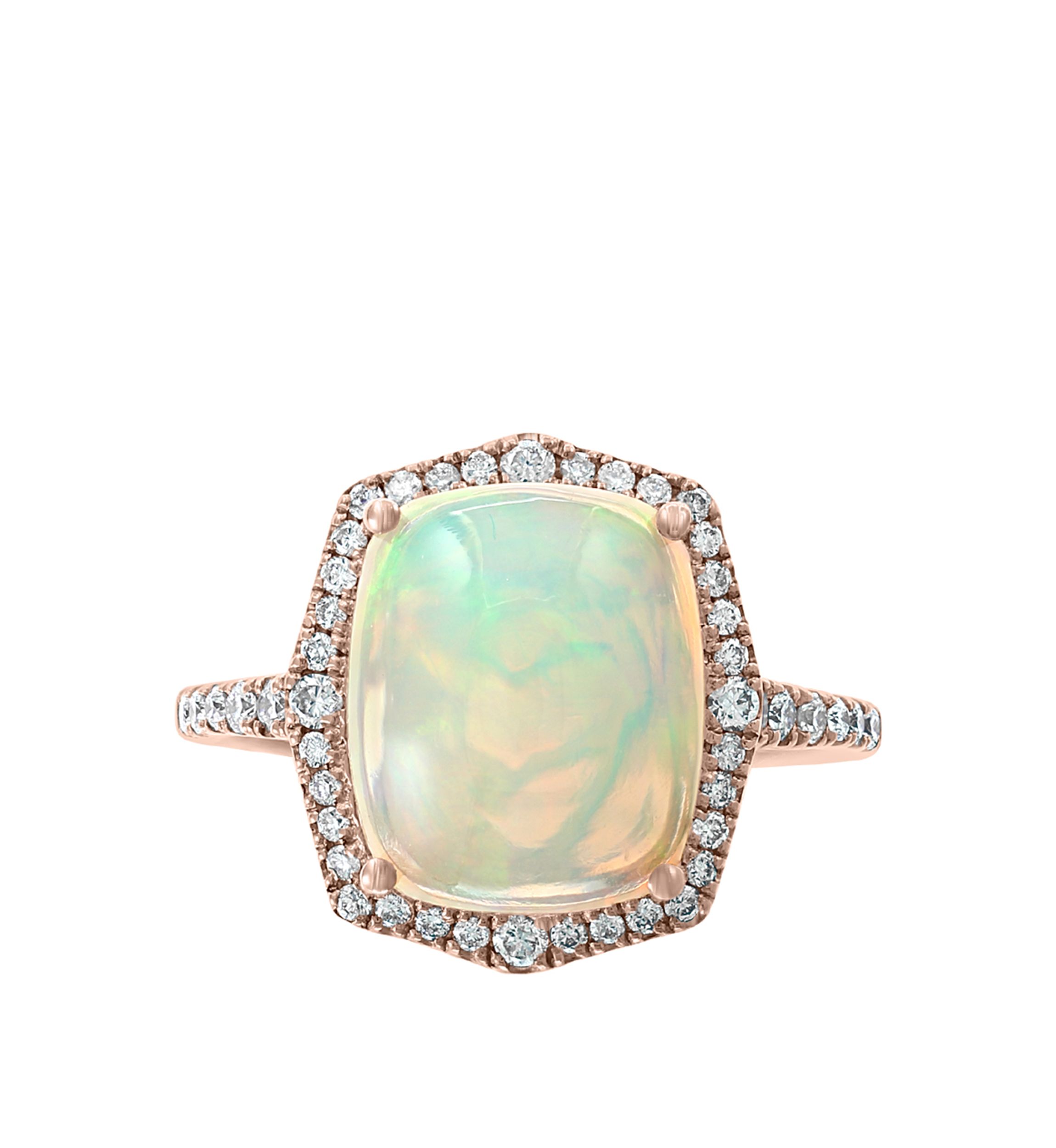 3/8 ct. t.w. Diamond and 3.35 ct. t.w. Ethiopian Opal Ring in 14K Rose Gold