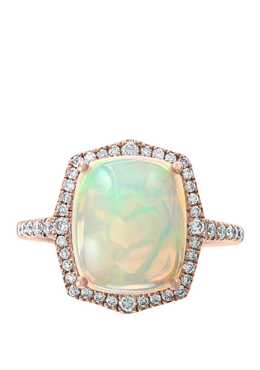 3/8 ct. t.w. Diamond and 3.35 ct. t.w. Ethiopian Opal Ring in 14K Rose Gold
