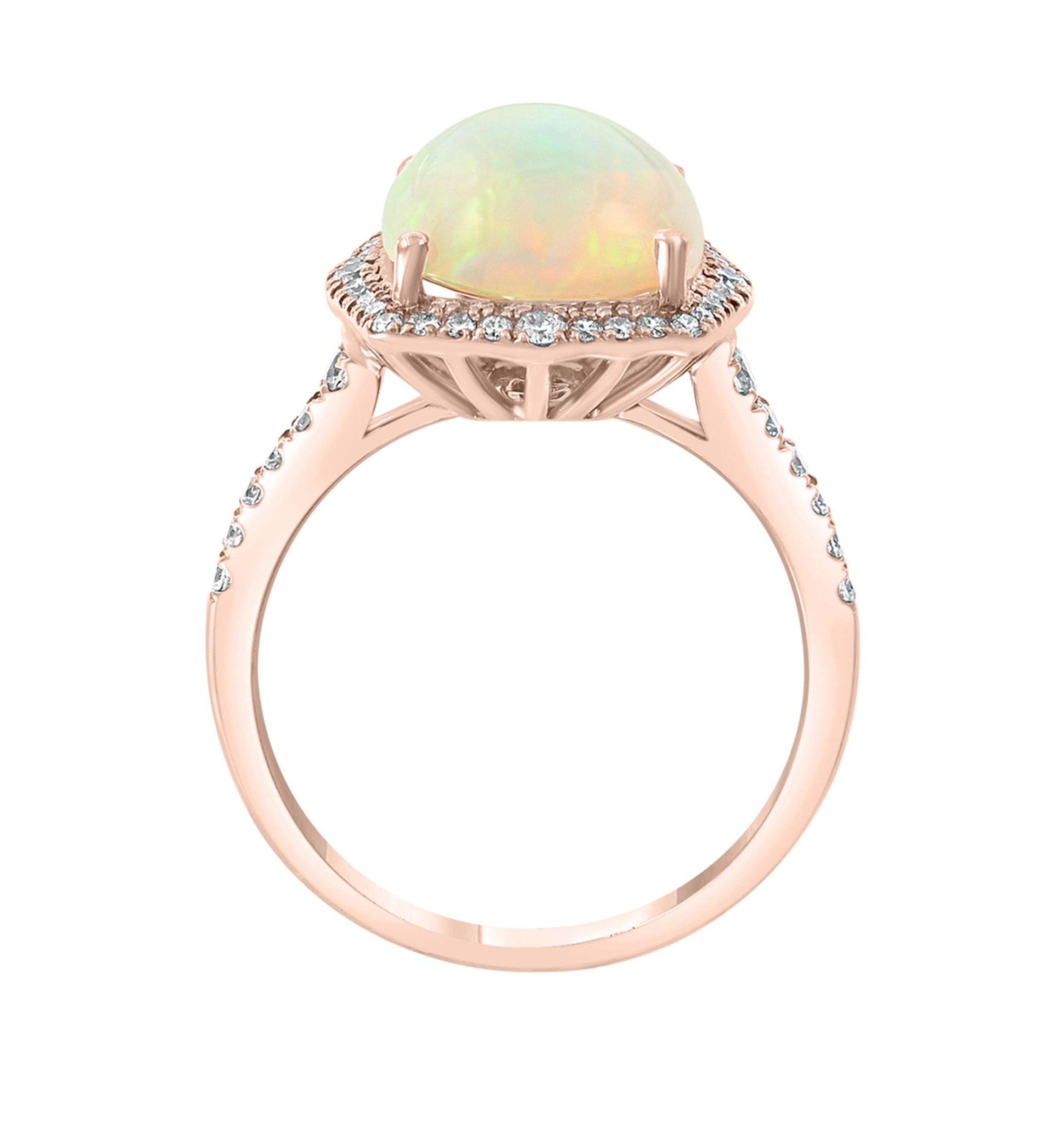 3/8 ct. t.w. Diamond and 3.35 ct. t.w. Ethiopian Opal Ring in 14K Rose Gold