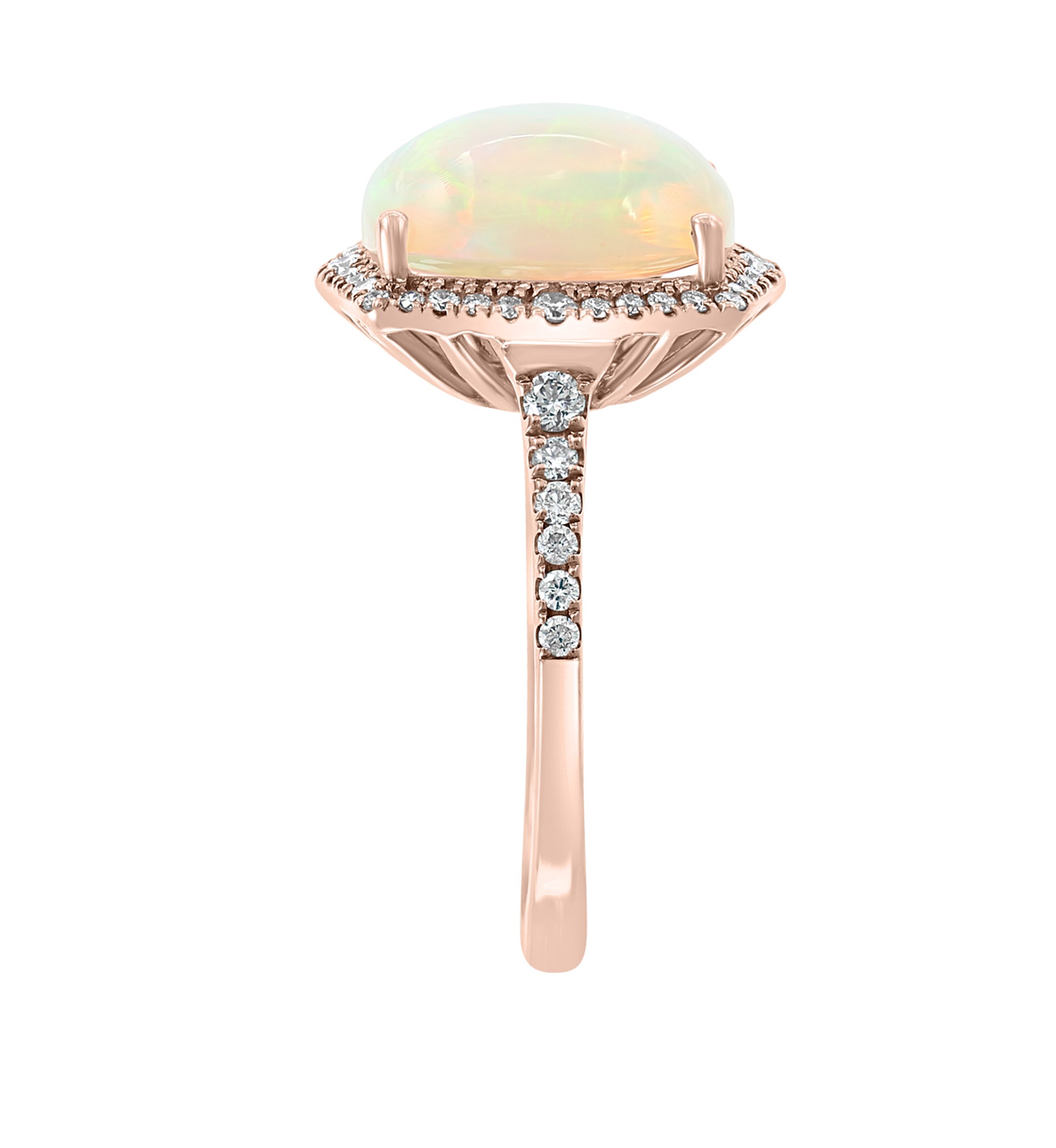 3/8 ct. t.w. Diamond and 3.35 ct. t.w. Ethiopian Opal Ring in 14K Rose Gold