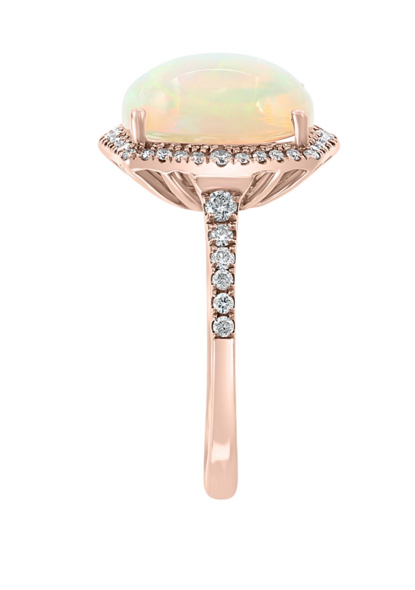3/8 ct. t.w. Diamond and 3.35 ct. t.w. Ethiopian Opal Ring in 14K Rose Gold