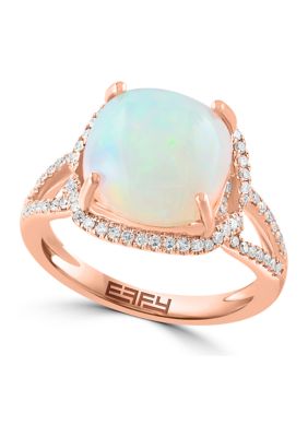 Effy 1/3 Ct. T.w. Diamond And Opal Ring In 14K Rose Gold