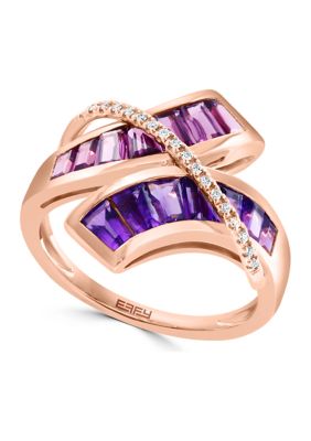 Effy 14K Rose Gold Diamond, Amethyst, Rhodolite Ring
