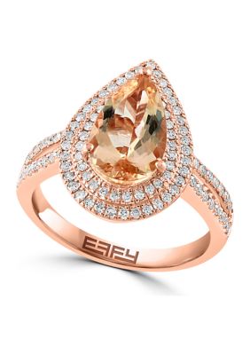 Effy 1/2 Ct. T.w. Diamond And Morganite Ring In 14K Rose Gold