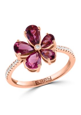 Effy 1/10 Ct. T.w. Diamond, 1.3 Ct. T.w. Pink Tourmaline Ring In 14K Rose Gold