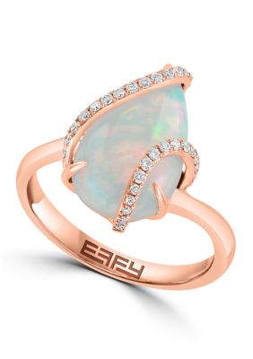 Effy 1/6 ct. t.w. Diamond, 2.7 ct. t.w. Opal Ring in 14K Rose Gold