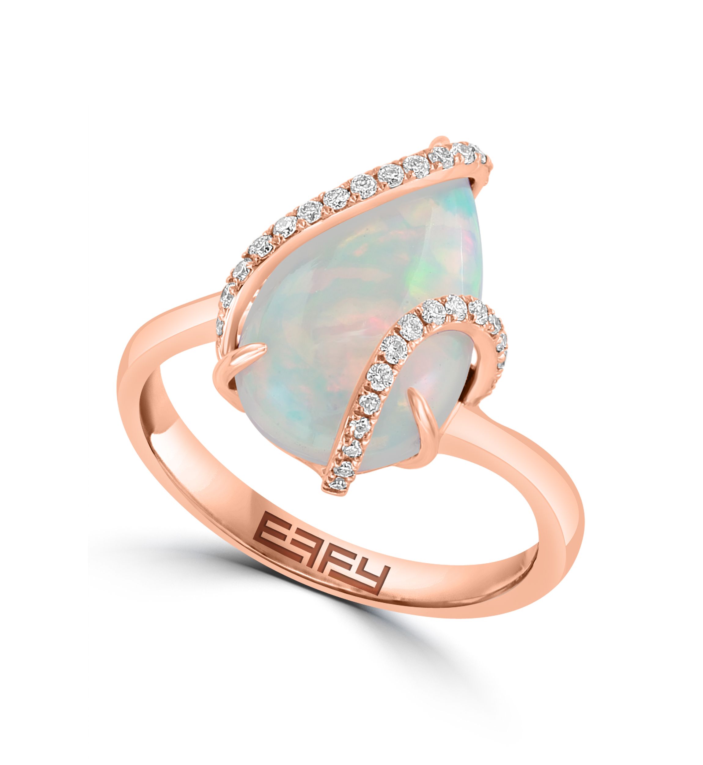 1/6 ct. t.w. Diamond, 2.7 ct. t.w. Opal Ring in 14K Rose Gold