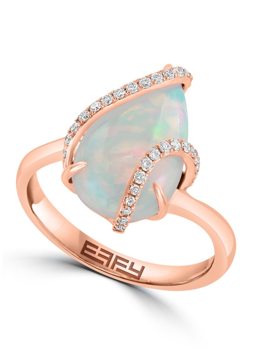 1/6 ct. t.w. Diamond, 2.7 ct. t.w. Opal Ring in 14K Rose Gold