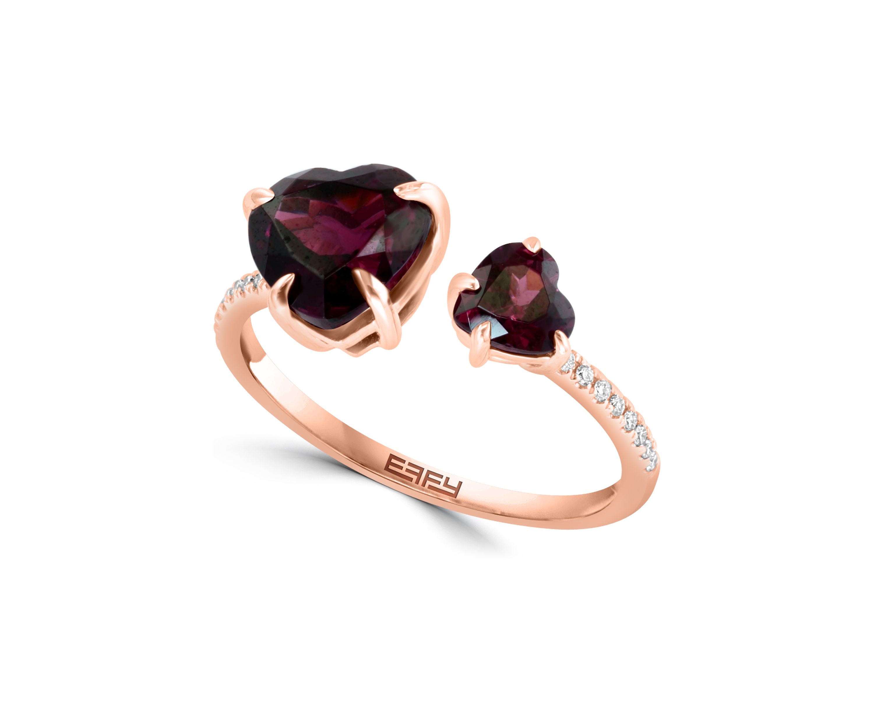 1/10 ct. t.w. Diamond, 3 ct. t.w. Rhodolite Ring in 14K Rose Gold