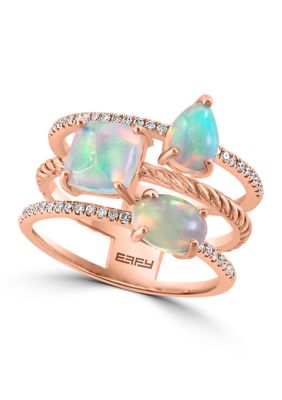 Effy 1/5 Ct. T.w. Diamond, 1.5 Ct. T.w. Ethiopian Opal Ring In 14K Rose Gold, 7 -  0617892892776