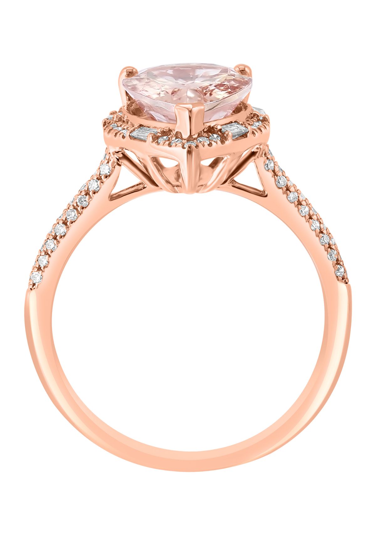 Diamond and Morganite Pear Ring in 14K Rose Gold