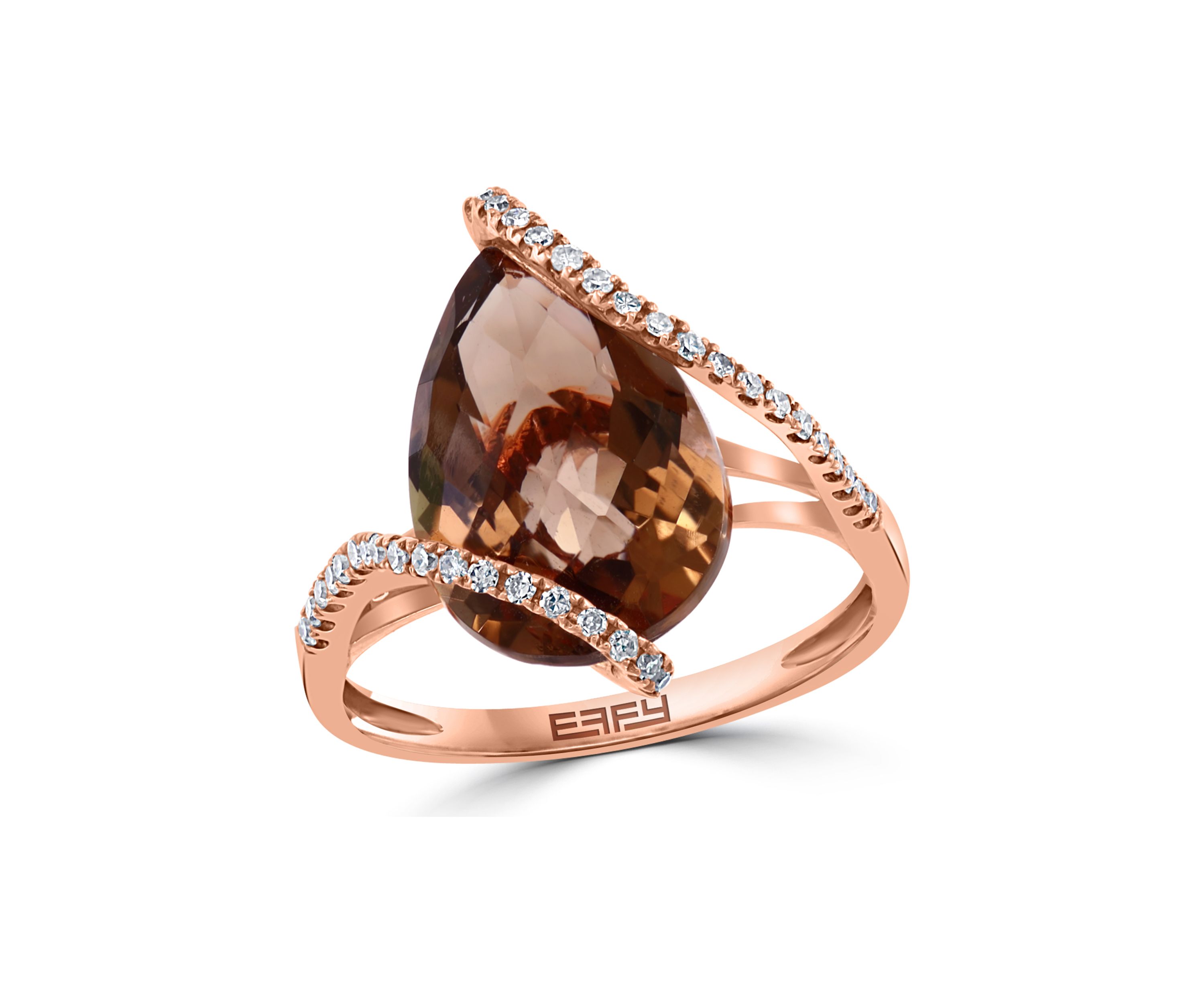 1/5 ct. t.w. Diamond and 5.45 ct. t.w. Smoky Quartz Ring in 14K Rose Gold 