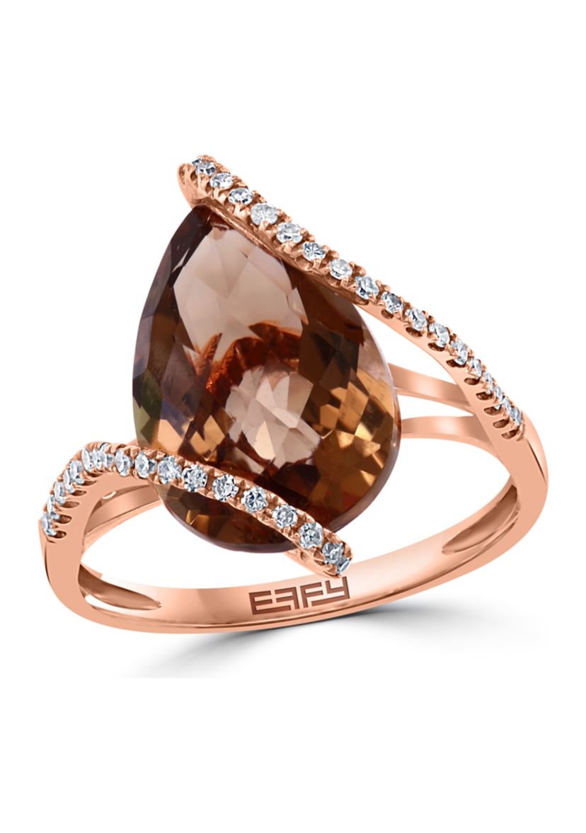 1/5 ct. t.w. Diamond and 5.45 ct. t.w. Smoky Quartz Ring in 14K Rose Gold 