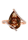 1/5 ct. t.w. Diamond and 5.45 ct. t.w. Smoky Quartz Ring in 14K Rose Gold 