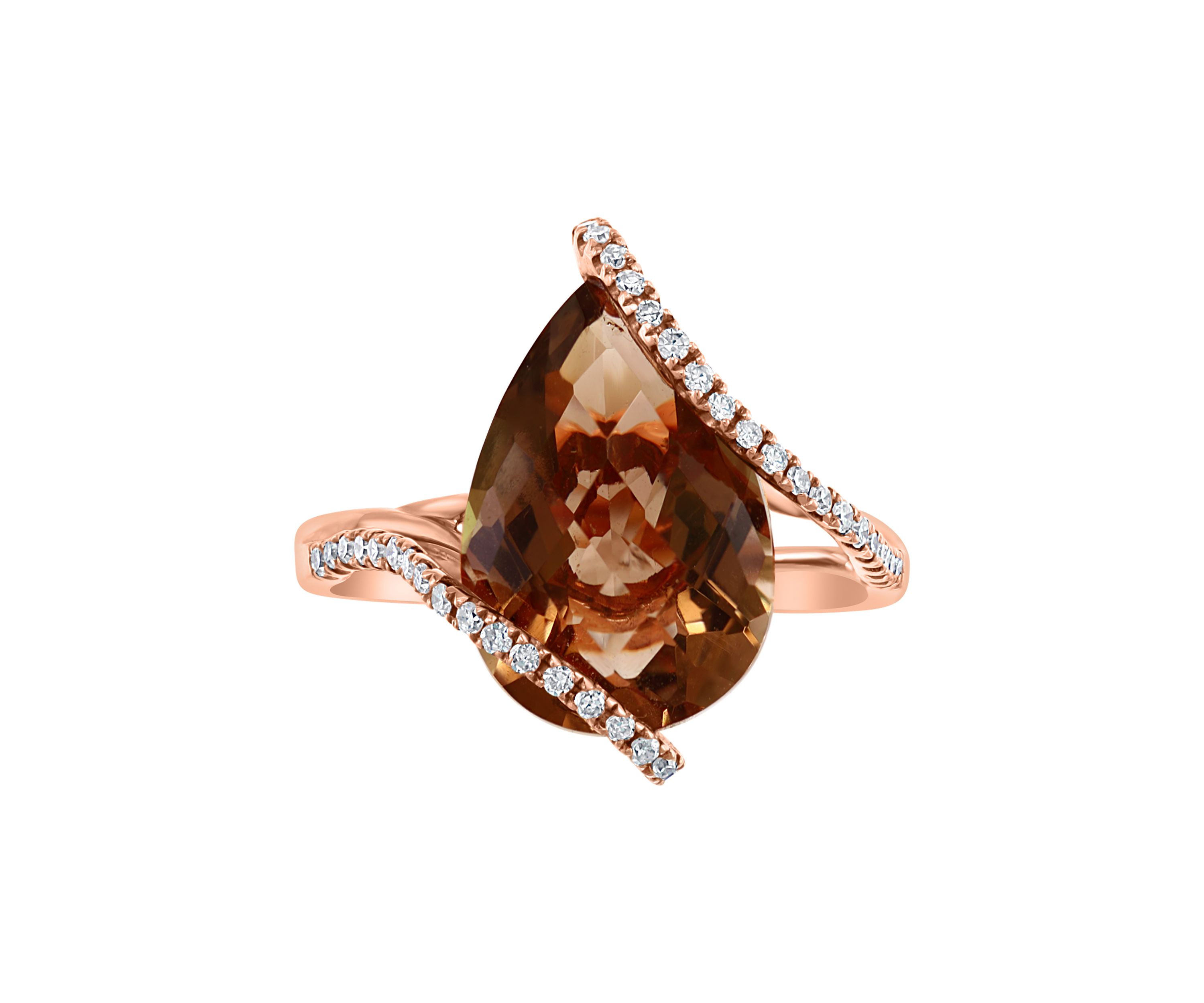 1/5 ct. t.w. Diamond and 5.45 ct. t.w. Smoky Quartz Ring in 14K Rose Gold 