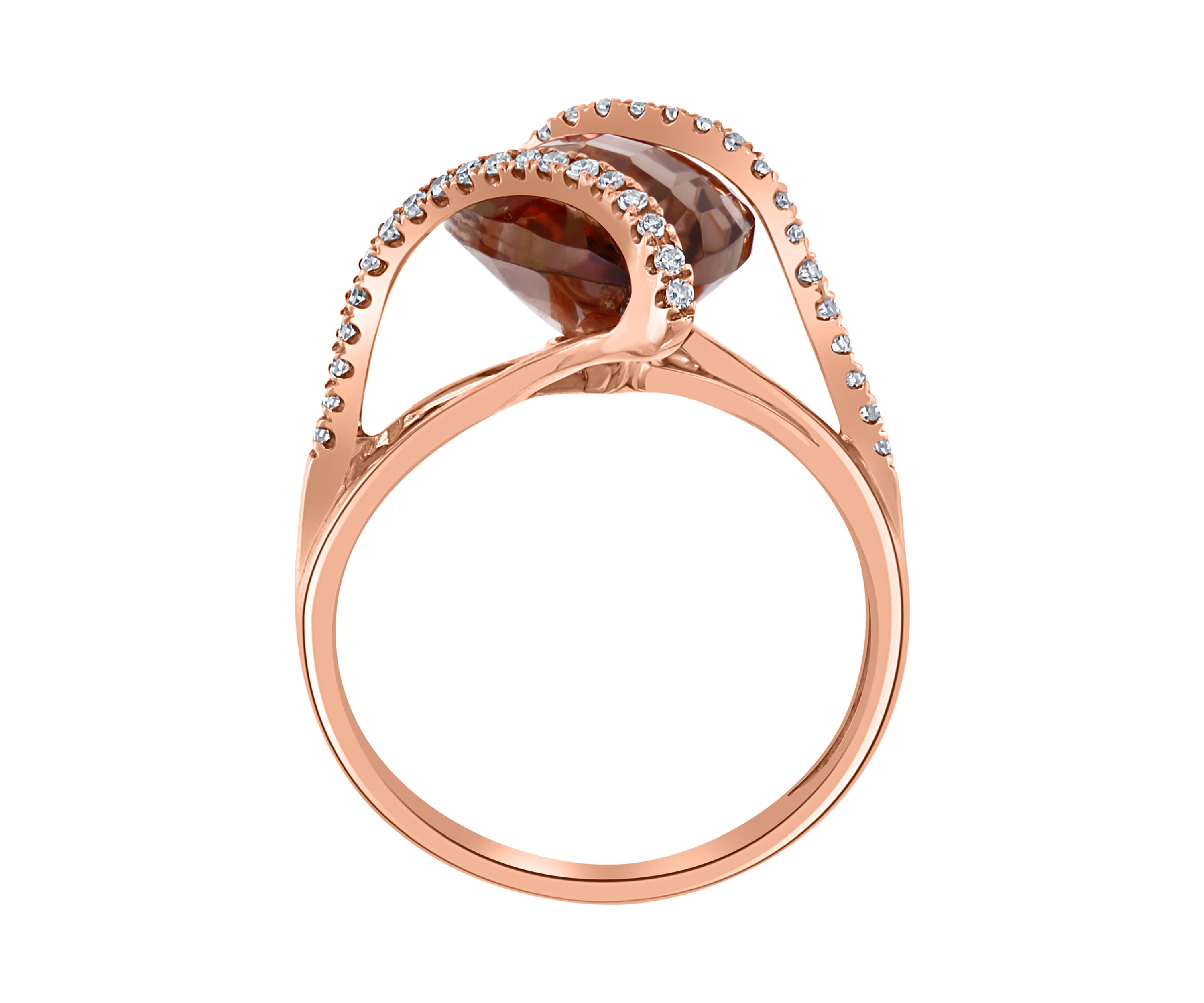 1/5 ct. t.w. Diamond and 5.45 ct. t.w. Smoky Quartz Ring in 14K Rose Gold 