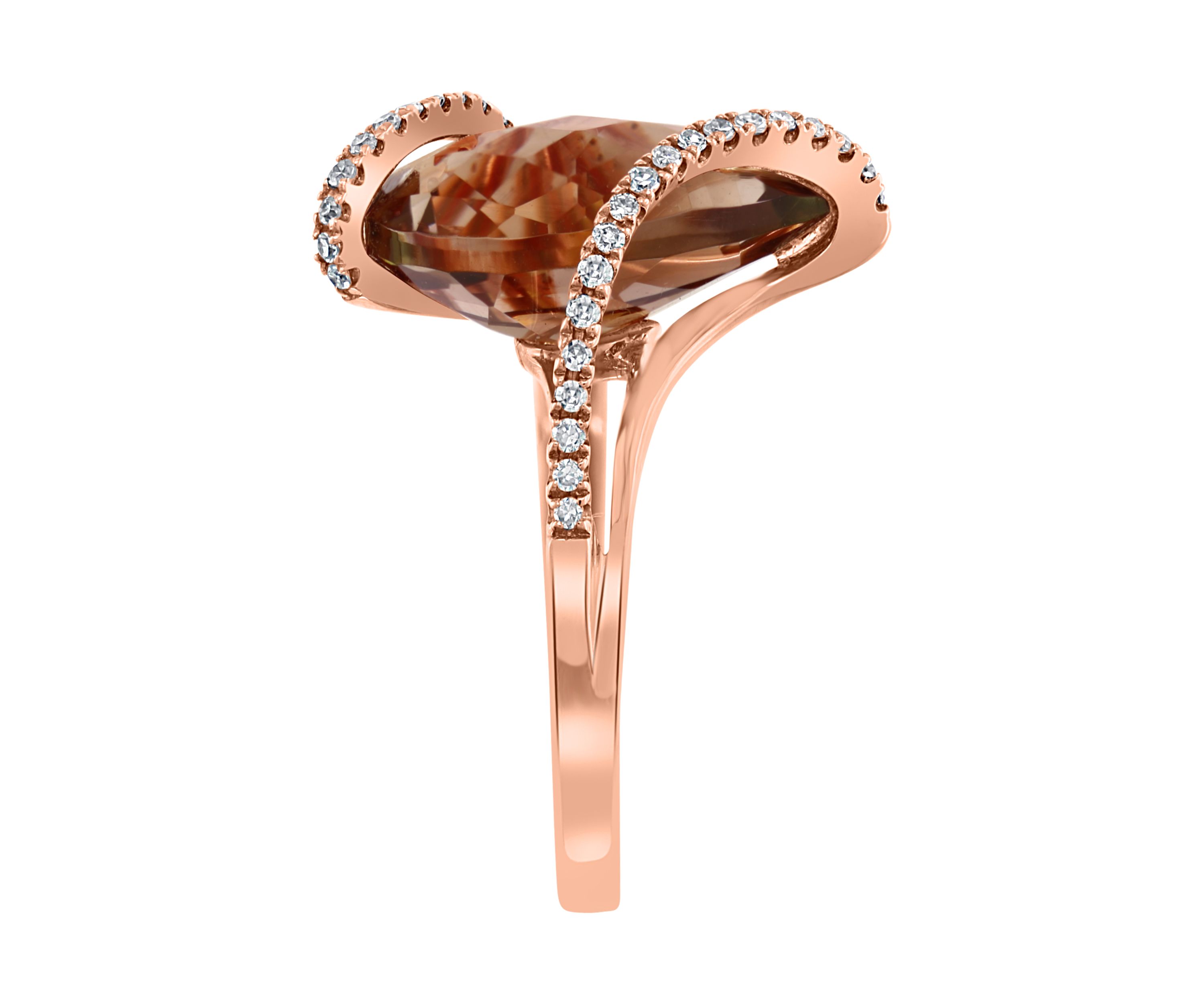 1/5 ct. t.w. Diamond and 5.45 ct. t.w. Smoky Quartz Ring in 14K Rose Gold 