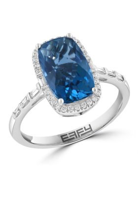 Effy Diamond London Blue Topaz Ring in 14K White Gold, 7