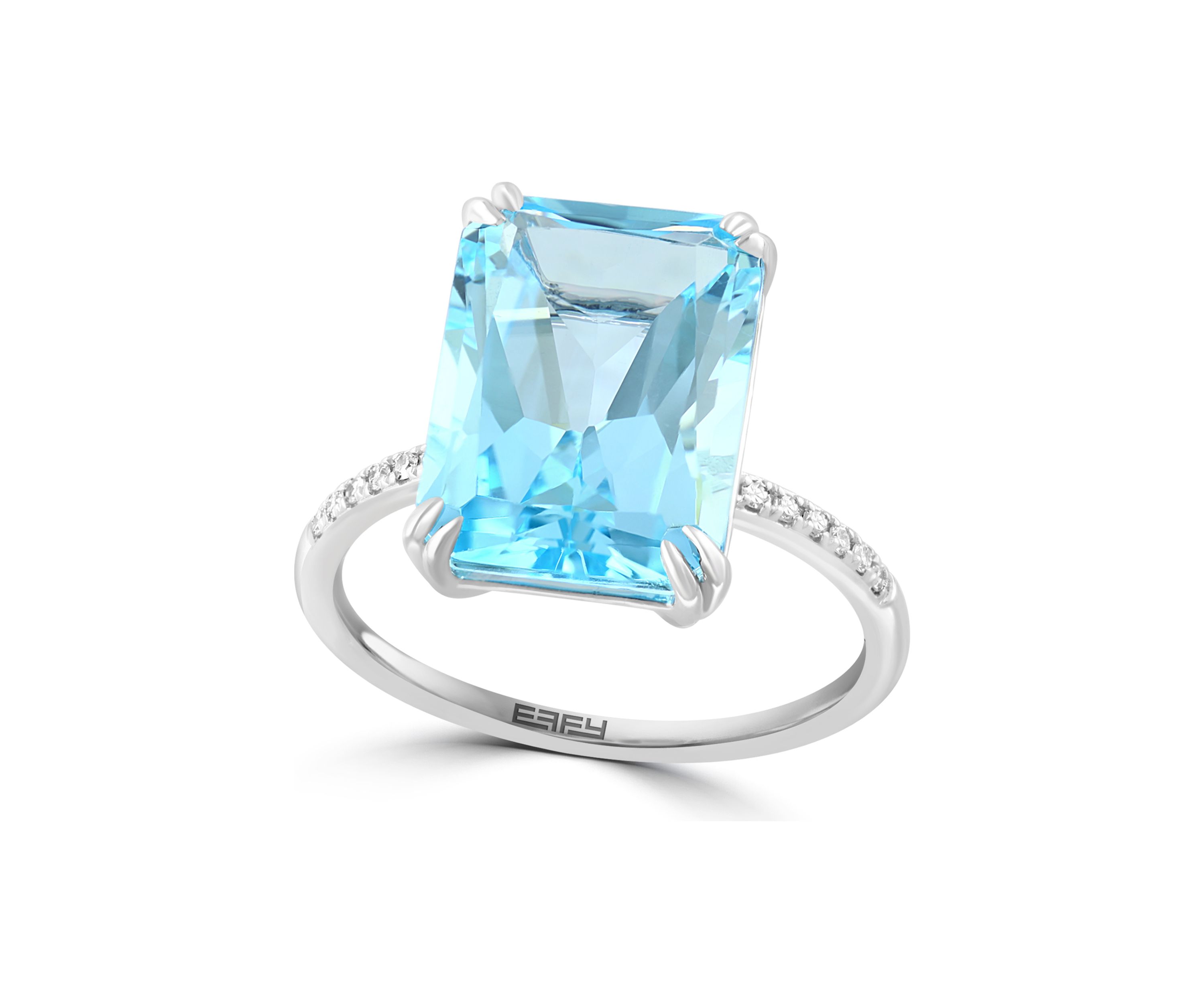 1/10 ct. t.w. Diamond and Sky Blue Topaz Ring in 14K White Gold