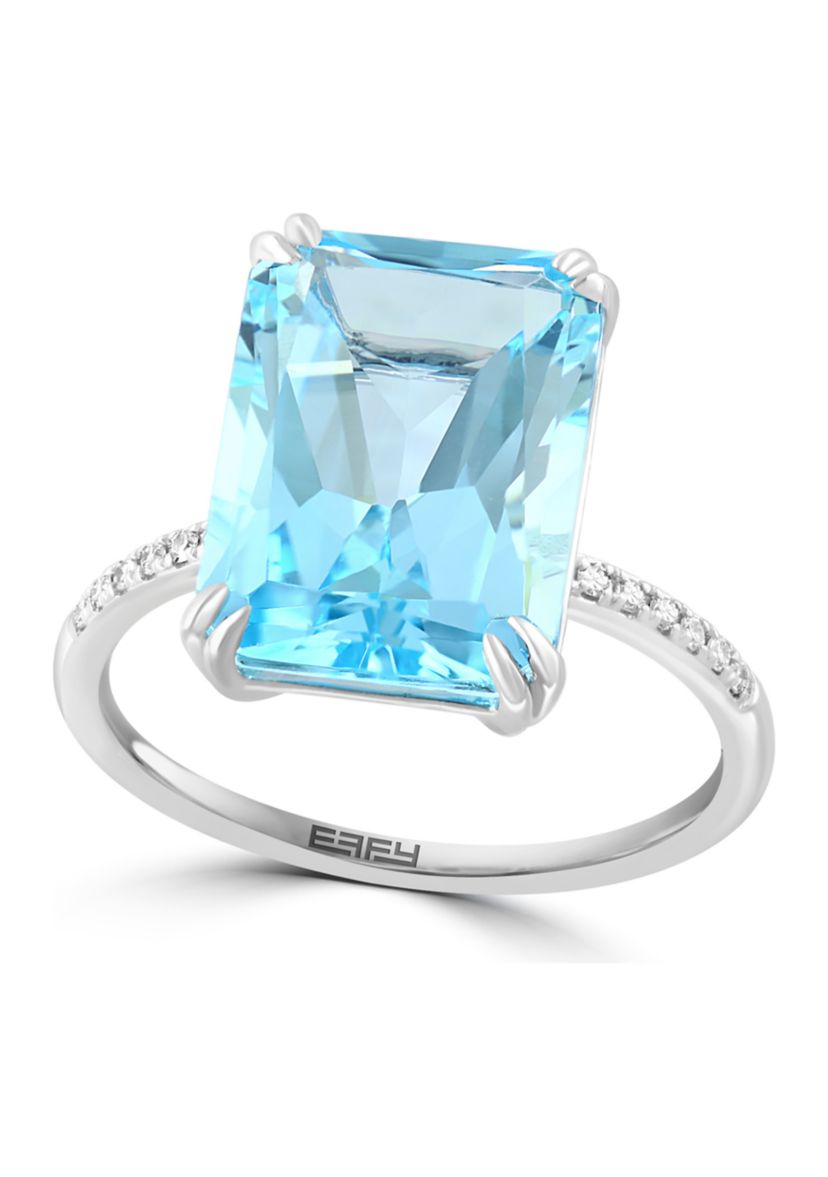 1/10 ct. t.w. Diamond and Sky Blue Topaz Ring in 14K White Gold