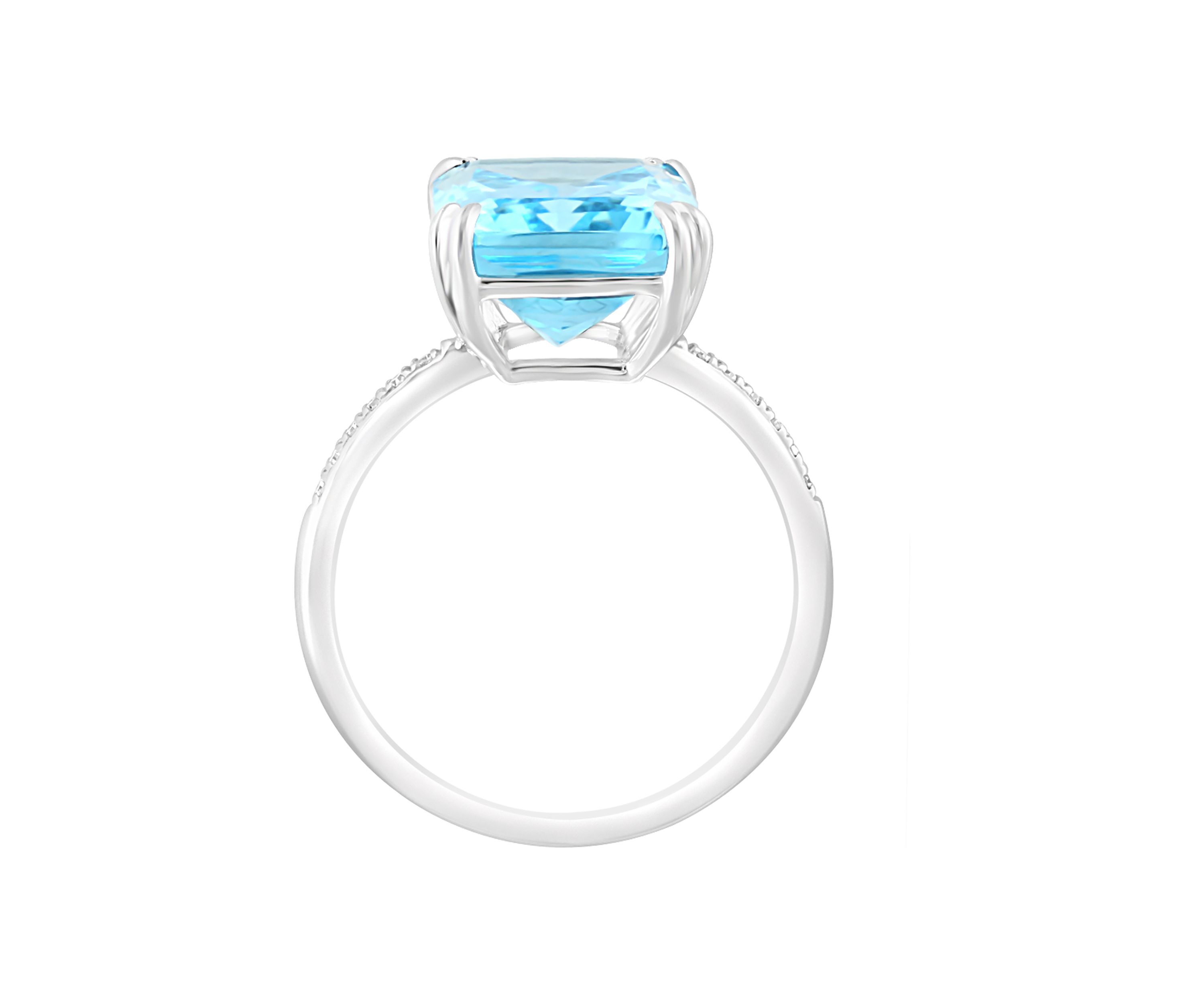 1/10 ct. t.w. Diamond and Sky Blue Topaz Ring in 14K White Gold