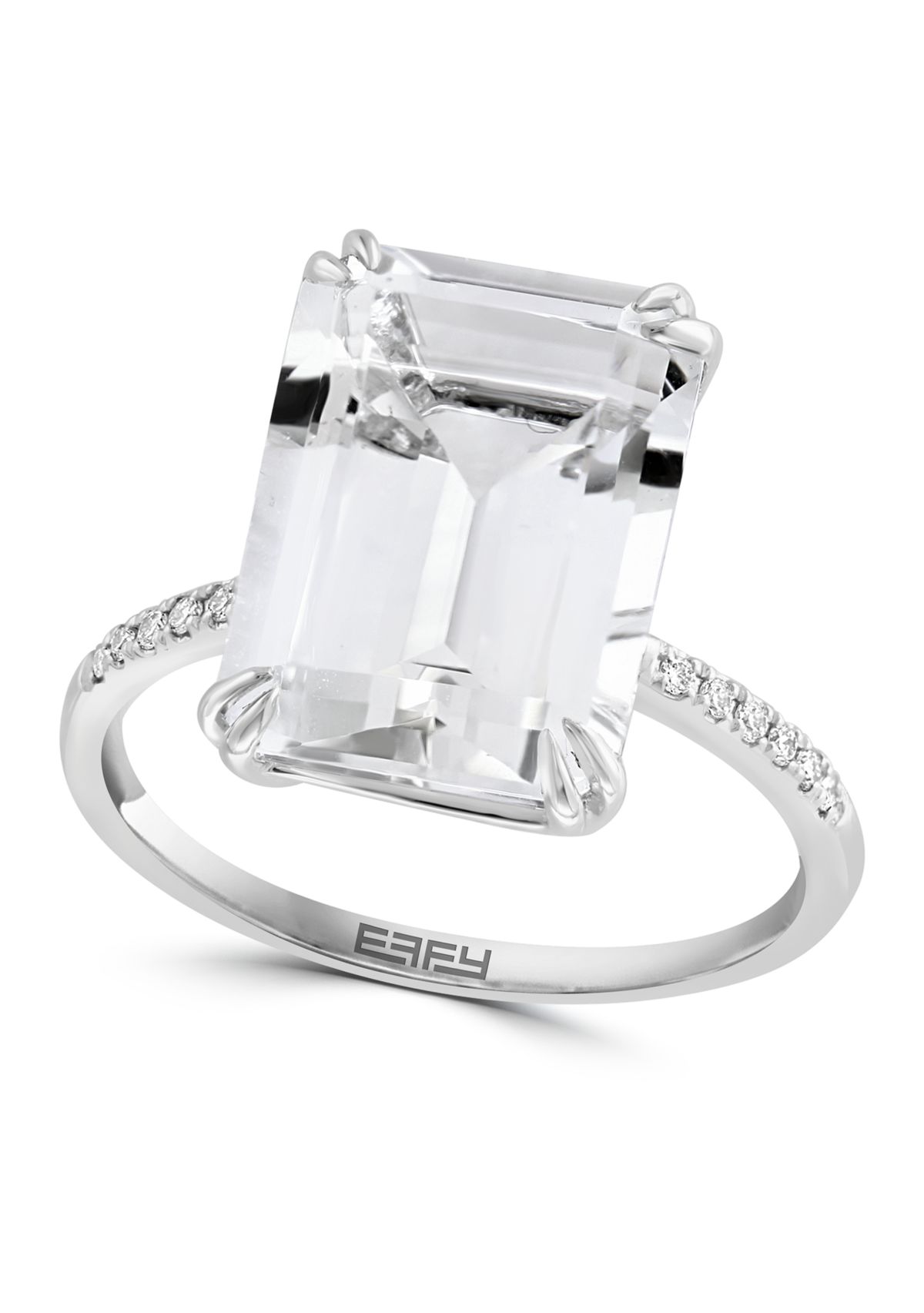 Diamond and White Topaz Ring in 14K White Gold