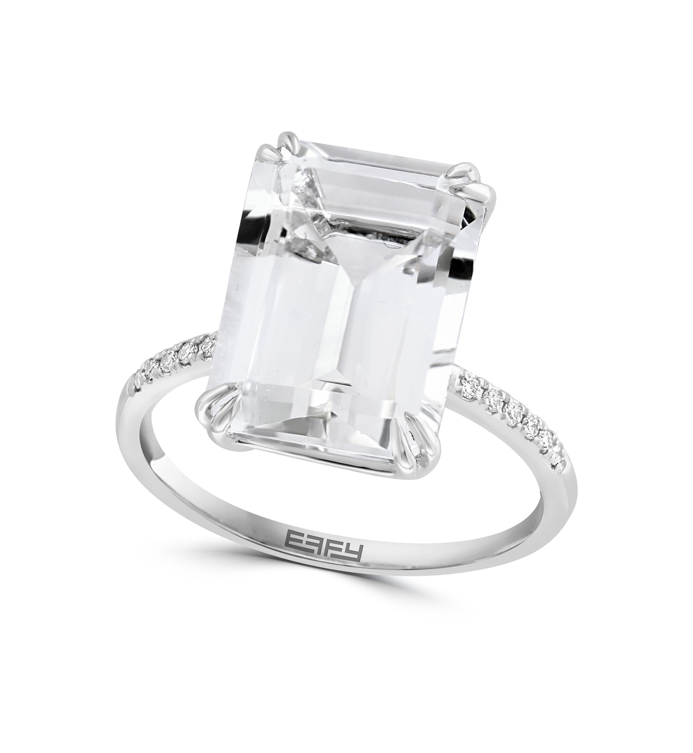 Diamond and White Topaz Ring in 14K White Gold