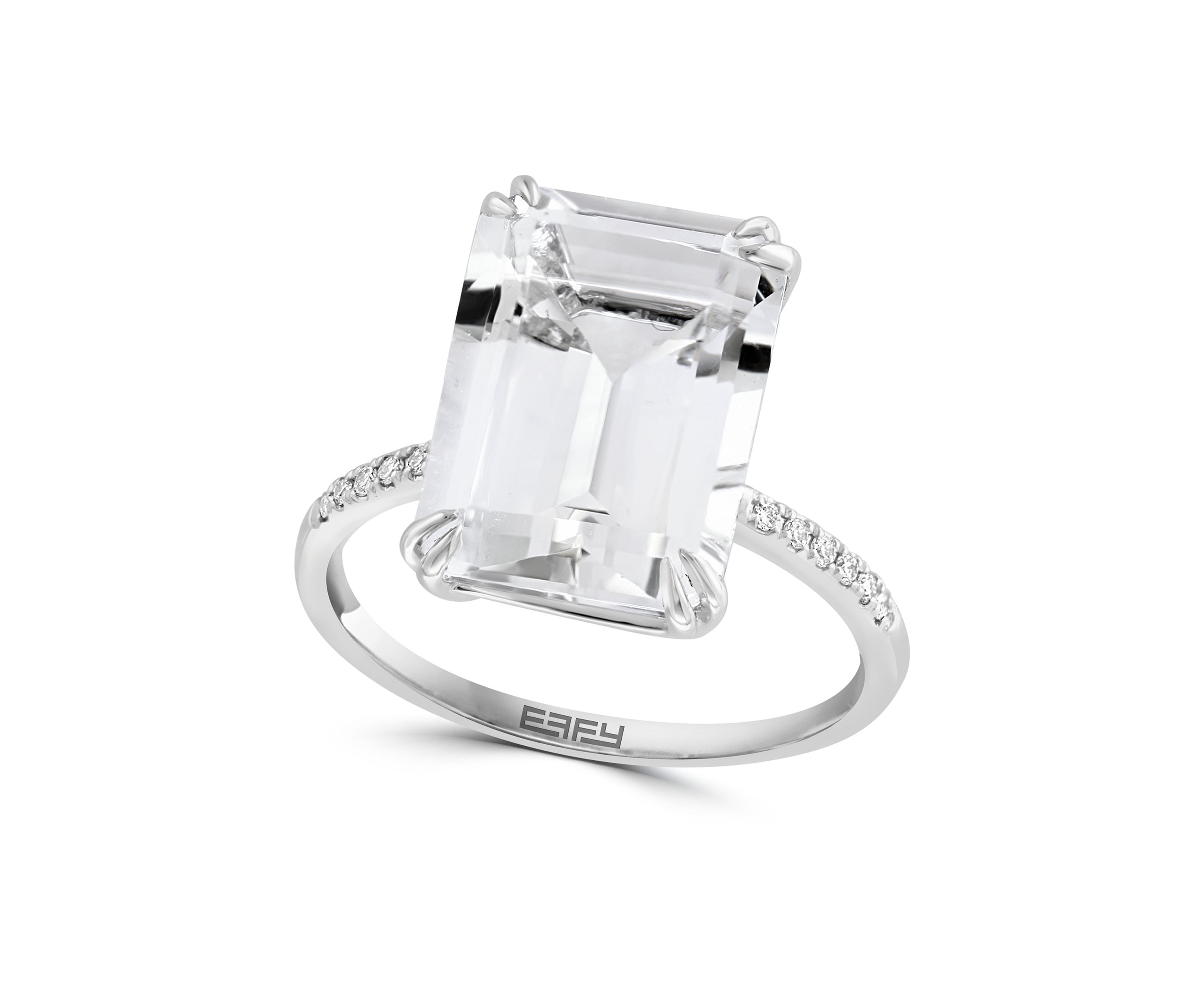 Diamond and White Topaz Ring in 14K White Gold