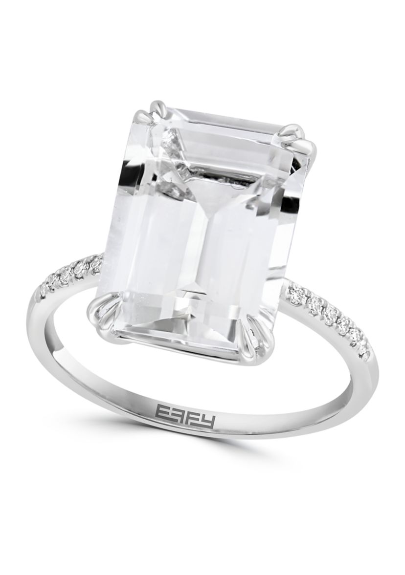 Diamond and White Topaz Ring in 14K White Gold