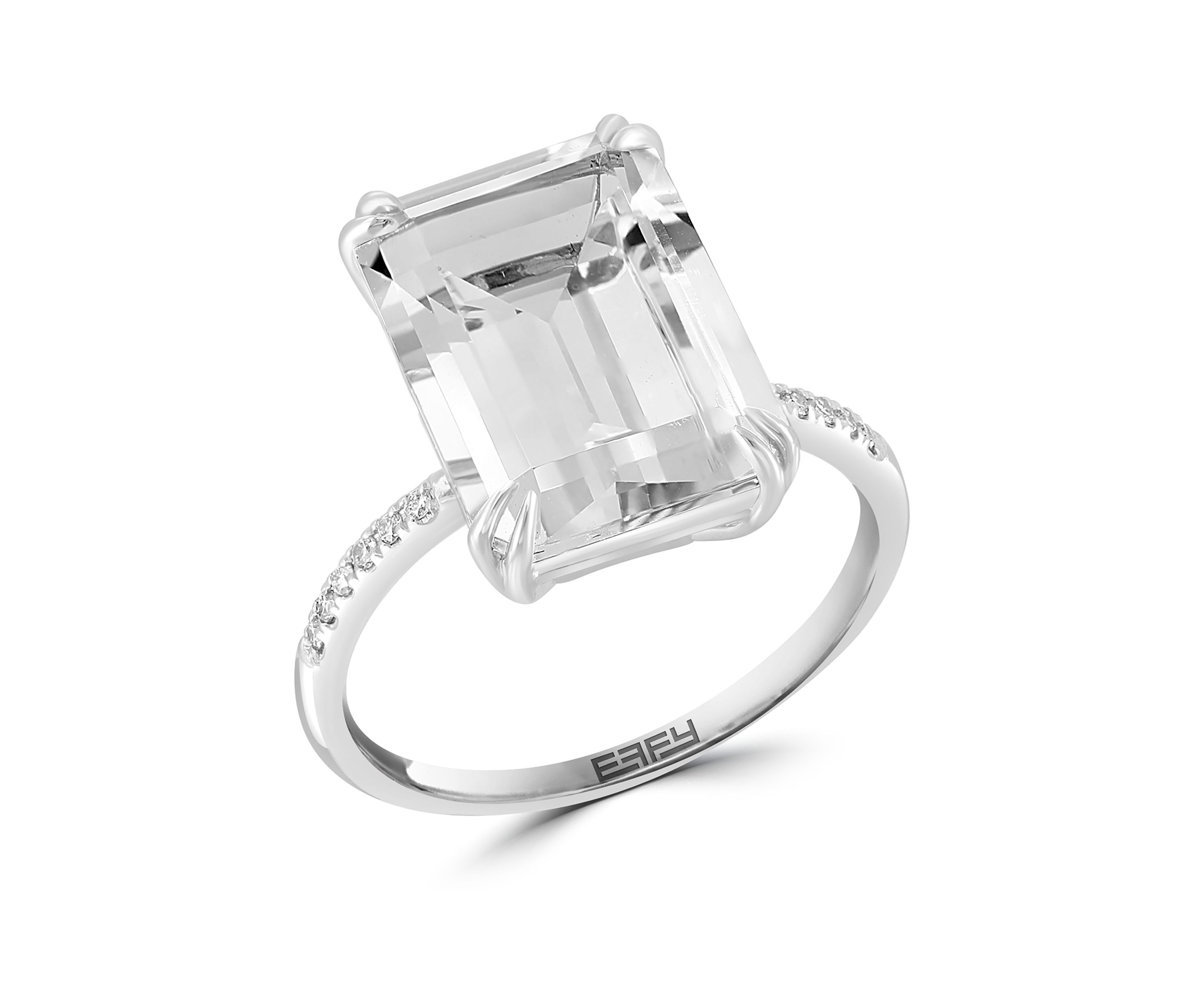 Diamond and White Topaz Ring in 14K White Gold