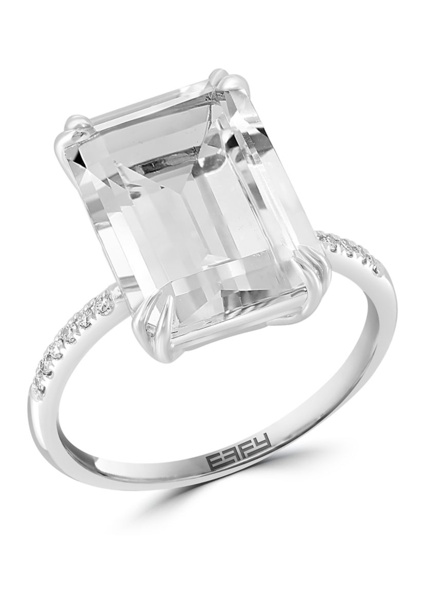 Diamond and White Topaz Ring in 14K White Gold