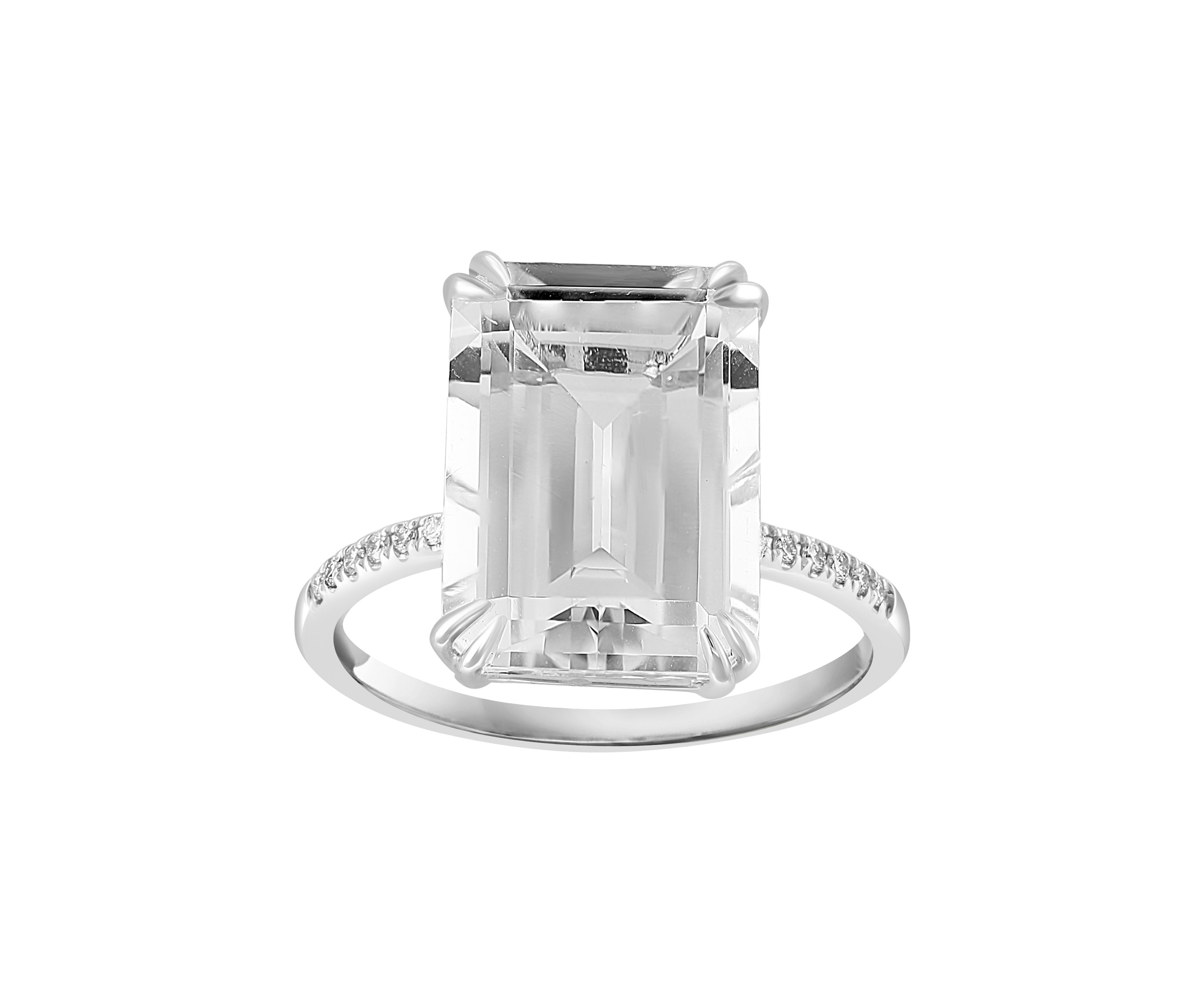 Diamond and White Topaz Ring in 14K White Gold