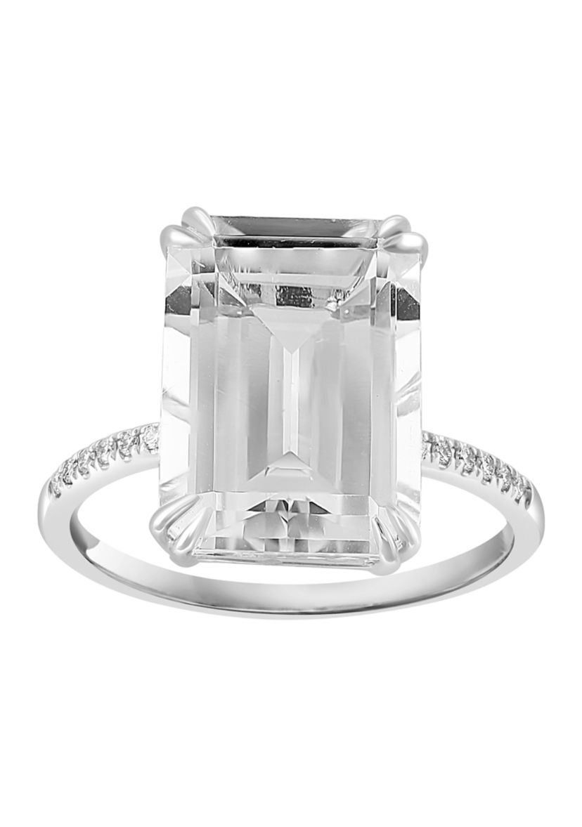 Diamond and White Topaz Ring in 14K White Gold