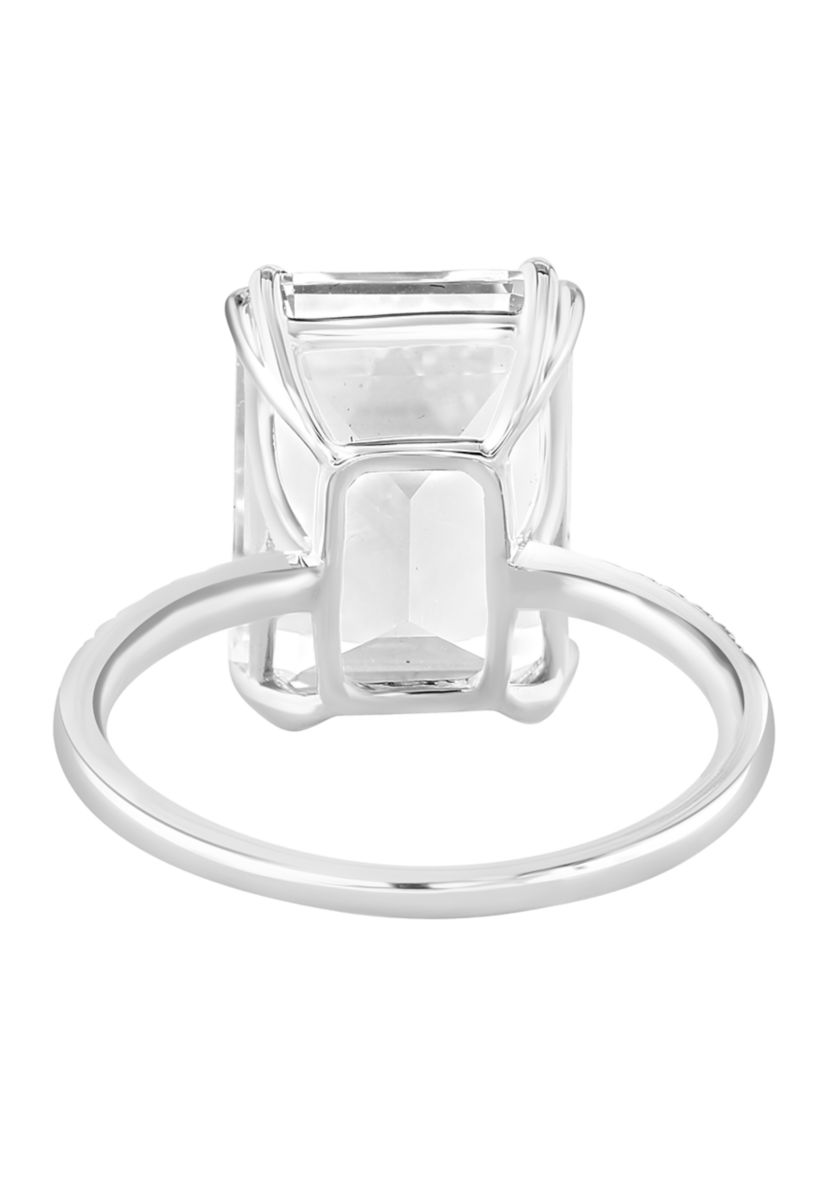 Diamond and White Topaz Ring in 14K White Gold