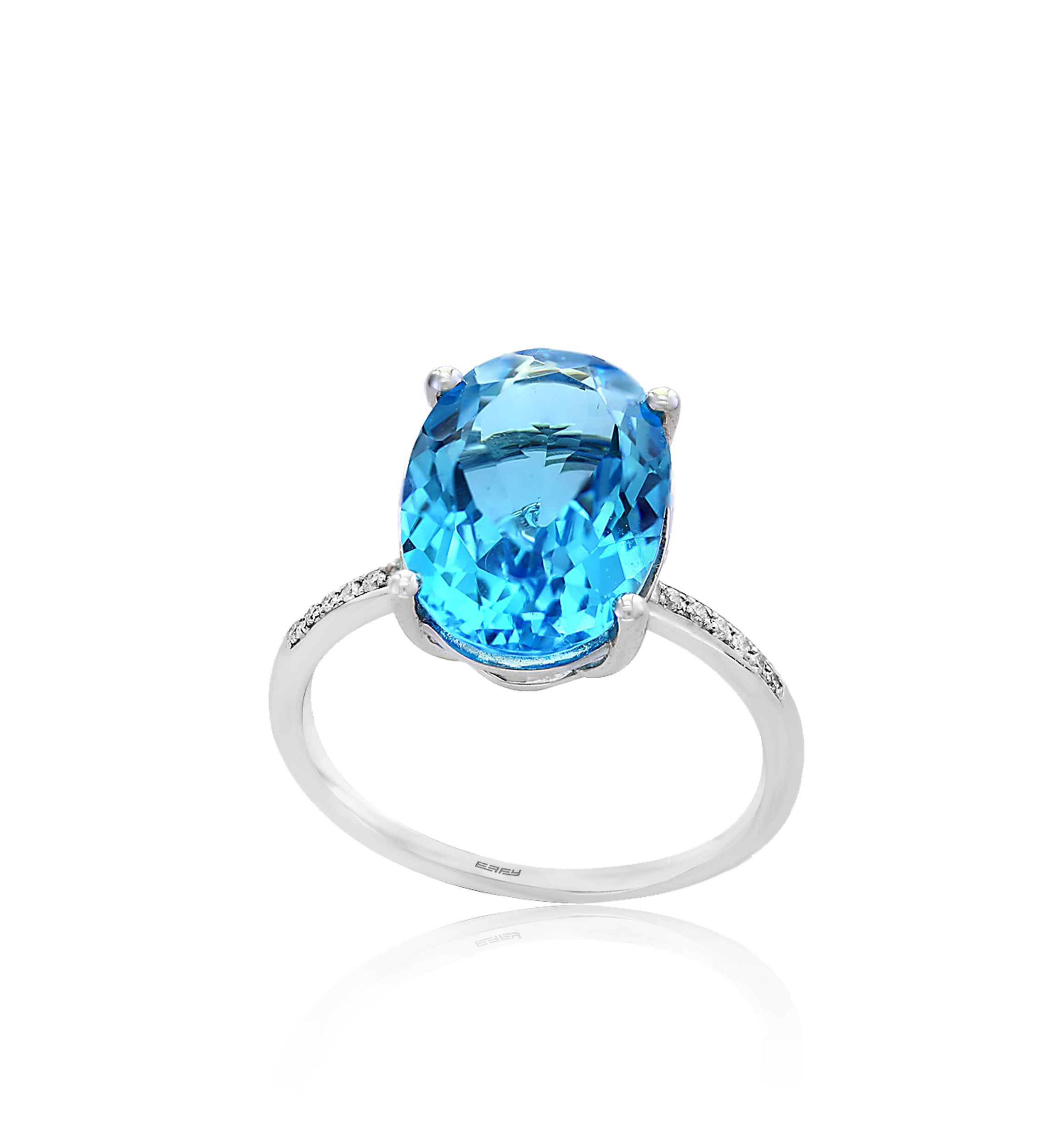 Blue Topaz Diamond Ring in 14k White Gold