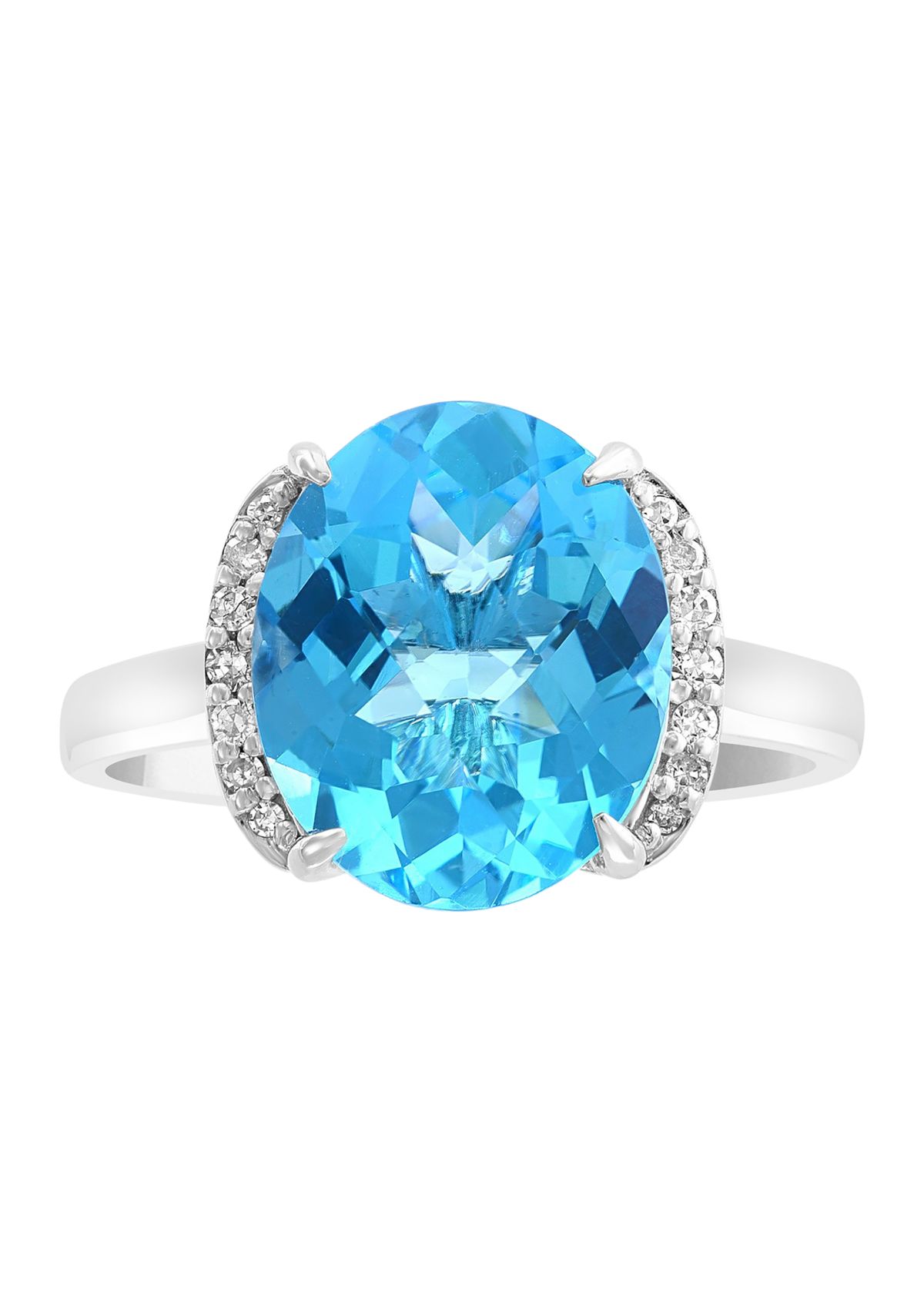 	  14K White Gold 1/10 ct. t.w. Diamond and 4.9 ct. t.w. Blue Topaz Ring  