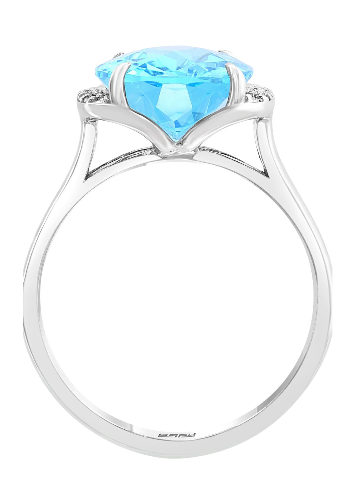 	  14K White Gold 1/10 ct. t.w. Diamond and 4.9 ct. t.w. Blue Topaz Ring  