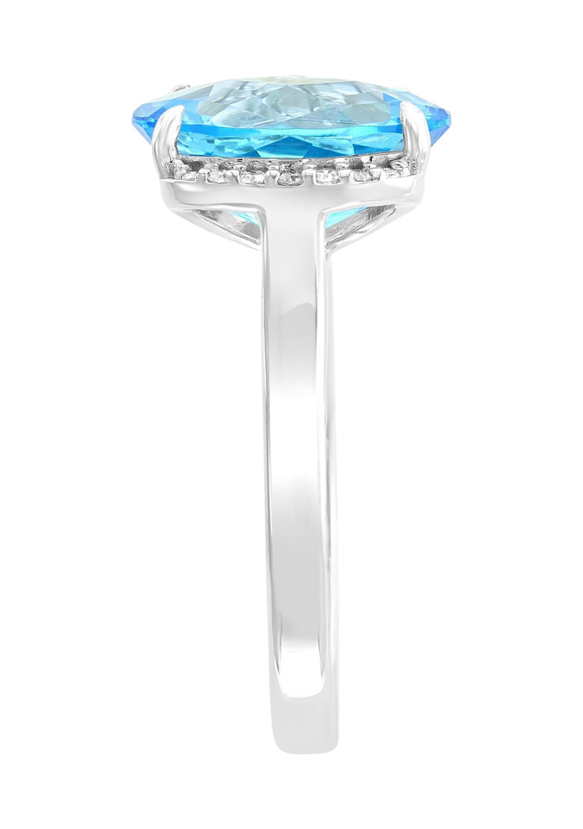 	  14K White Gold 1/10 ct. t.w. Diamond and 4.9 ct. t.w. Blue Topaz Ring  