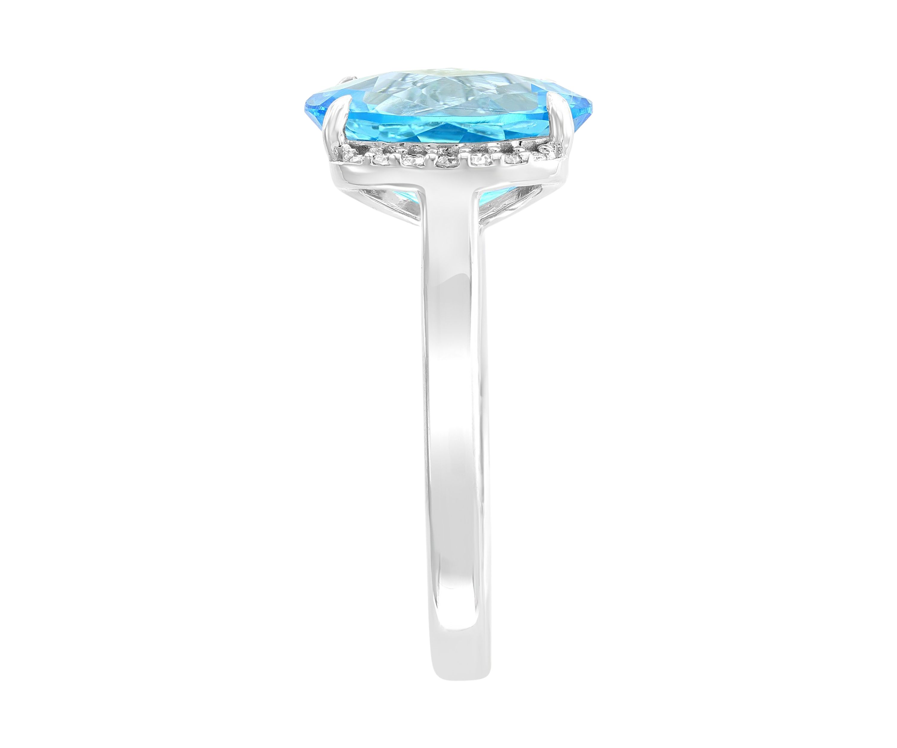	  14K White Gold 1/10 ct. t.w. Diamond and 4.9 ct. t.w. Blue Topaz Ring  