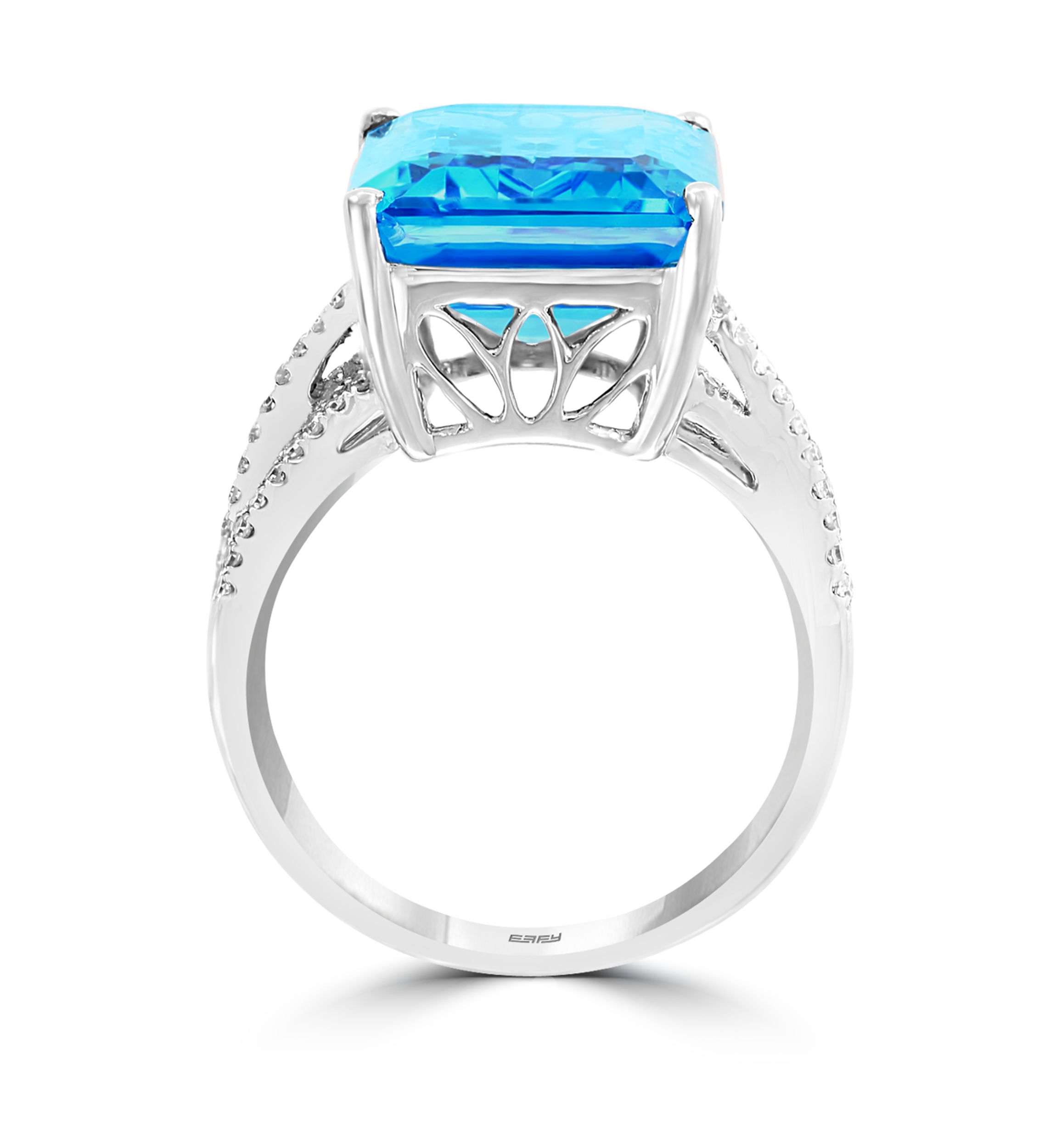 13.3 ct. t.w. Blue Topaz and 1/3 ct. t.w. Diamonds Ring in 14k White Gold