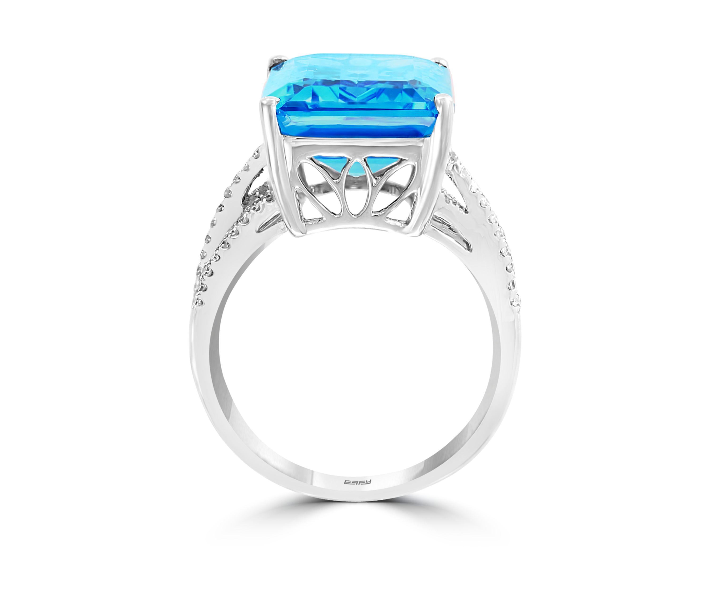 13.3 ct. t.w. Blue Topaz and 1/3 ct. t.w. Diamonds Ring in 14k White Gold