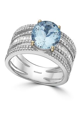 Effy 14K White Gold Diamond,aquamarine Ring