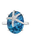13.65 ct. t.w. Blue Topaz and 1/10 ct. t.w. Diamond Ring in 14K White Gold 