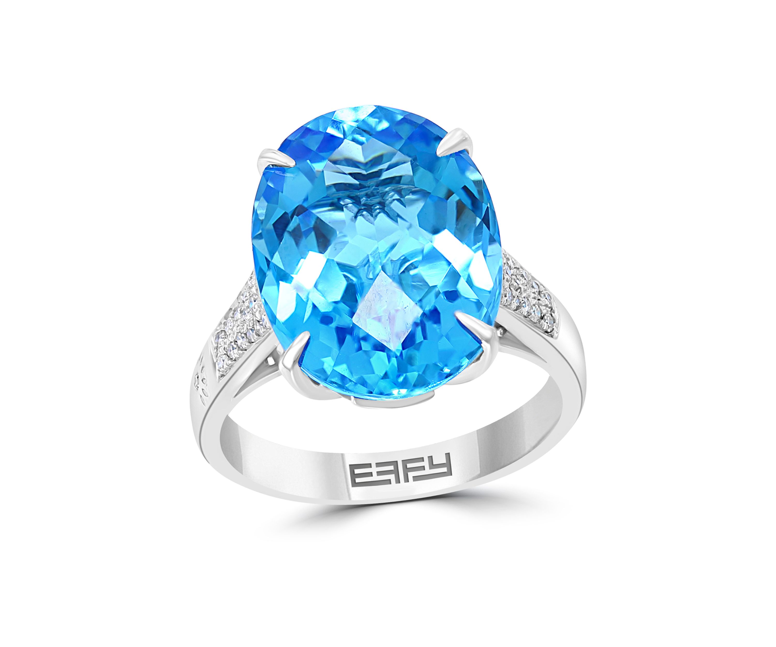  14K White Gold Diamond Blue Topaz Ring